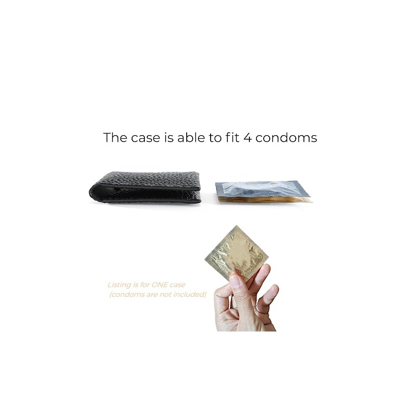 Funda de condón para hombre de piel sintética, negro, 7*7*0.5cm,
