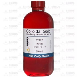 Sirius Metals True Colloidal Gold NanoParticles (AuNPs): 50 ppm - 250 mL in Plastic