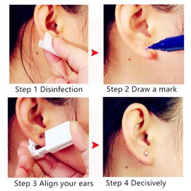 Voarge Pack of 6 Ear Piercing Gun, Disposable Sterile Safety Ear Nose Piercing Gun Kit, Painless Self-Piercing Tool with Ear Stud Asepsis Piercing Kit, Stainless Steel