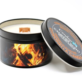 Candeo Candle Citronella Candle - Wood Wick - DEET Free - Made with Plant Based Essential Oils and a Soy/Beeswax Blend - 30 Hour Burn Time - 6 oz (Campfire)