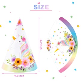 WERNNSAI Unicorn Birthday Party Hats - 12 PCS Unicorn Party Supplies Cone Hats Party Headwear for Kids Girls Unicorn Party