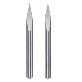 HARFINGTON 2pcs Engraving CNC Router Bit 1/8" 3.175mm Shank 0.2mm Tip 25 Degree Solid Carbide 3 Flutes for Wood Acrylic PVC MDF Plastic