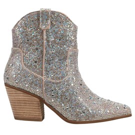 Matisse Women's Harlow Snip Toe Fashion Cowboy Boots, Clear Rhinestone, 8.5