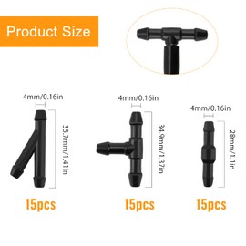 Lyeteung 45 PCS Windshield Washer Hose Connector, Windscreen Hose Connector, Including T-Type, Y-Type, I-Type, Black