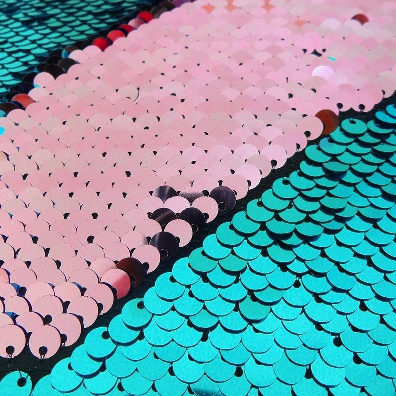 San Tungus 16"x16" Teal and Lotus Pink Reversible Sequins Mermaid