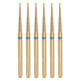 HARFINGTON 6pcs 120-140 Grits Diamond Grinding Bit 1.8mm Tapered Head 2.35mm Shank 15mm Length Titanium Plated Stone Sanding Drill Bits Rotary Tool for Nails Grinding Polishing