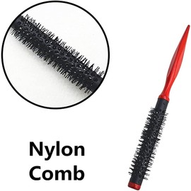 Anti Static Hairbrush Mini Ultra Thin Hair Styling Brush Nylon Bristles Hairbrush for Hair Styling, Drying, Curling, red,black