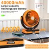 Rychi 40000mAh Battery Operated Fan with LED Lantern Timer USB-C