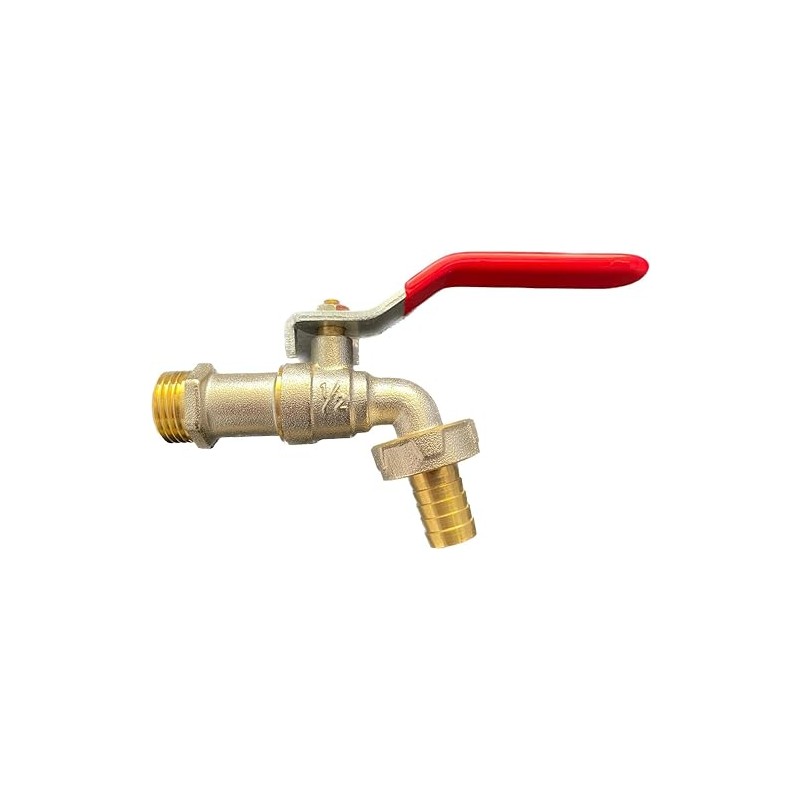 Hortafix Garden Lever Bib Tap Red Handle Quarter Turn 1/2"