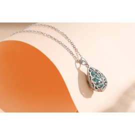 BDL Teardrop Natural Turquoise Necklace, 925 Sterling Silver Pendant for Good Fortune & New Beginnings, Jewelry Gifts for Her Wife Moms Grandma Mother's Day Christmas