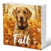 Fall Decor Autumn Maple Leaf Dog Wood Plaque Block Sign