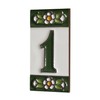 Green Floral Ceramic House Numbers & Letters Tile Size 7.5cm
