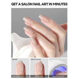 TOROKOM Semi Cured Gel Nail Strips, 20PCS Clear UV Gel Nail Stickers Transparent for Home Nail DIY Salon-Quality with File, Stick- UV Light Required