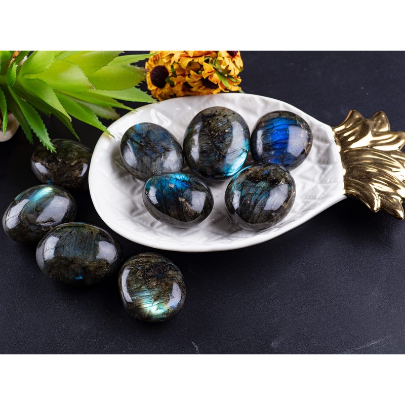 UU UNIHOM 天然ラブラドライトプラムストーン ヒーリングクリスタル宝石 不規則な光沢 ウォーリーストーン 1.5~2.7インチ