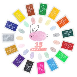 15 Piece Color Ink Pad, Ink Pad Set, Stamp Pads, Environmentally Friendly and Non Toxic, for Scrapbooking, Card Making, Paper Craft, Fabric, Scrapbook, Canvas, Wedding, Rubber Art, Stamp Card Making