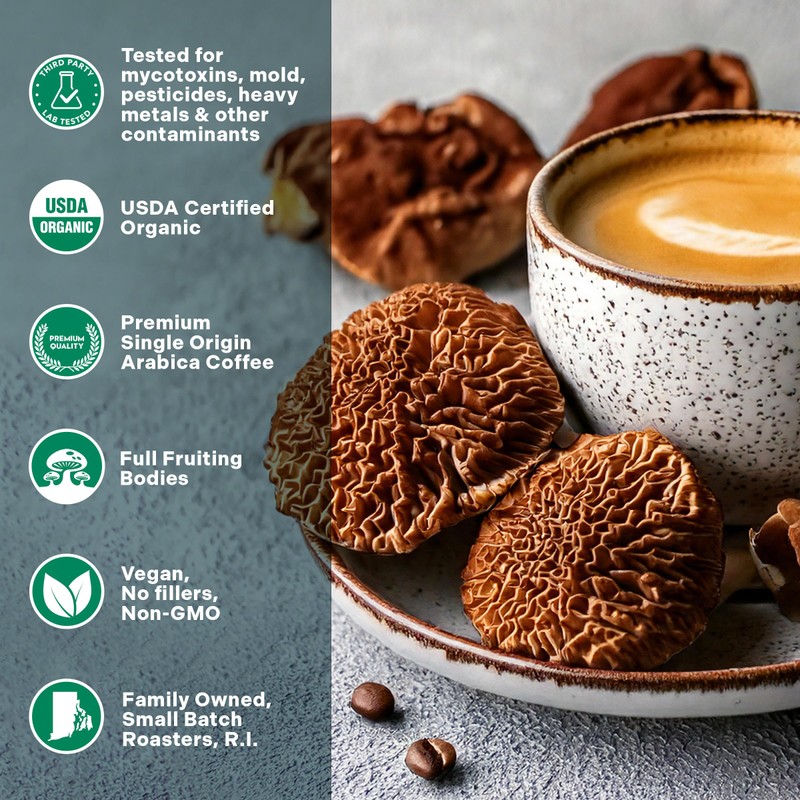 Organic Lion's Mane & Chaga Mushroom Coffee Ground Dark Roast,