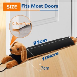Yiomxhi Draft Excluder for Doors, Heavy Duty Draft Stopper Cushion with Hanging Loops, Draught Excluder Strip Guard Noise Blocker for Door Bottom and Window (Dog Style)