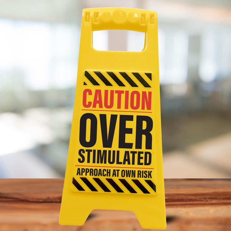 Boxer Gifts Overstimulated Approach at Own Risk Novelty Desk Sign