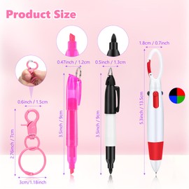 yadiana Mini Nurse Pen Set, Multicolor Pen in One, Retractable Ball Pens Permanent Marker Pens and Tip Highlighter Set, Keychain Pen Badge Pens Gift for Nurses（6 Packs）