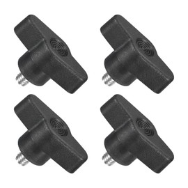 uxcell 4Pcs Tee Wing Knobs Thumb Screws, M6 x 8mm Clamping Screw Knob Male Thread 304 Stainless Steel T Shaped Thumb Screws Handle 36mm Dia. for Hand Tightening Knob Replacement, Black