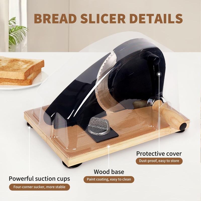 Manual Bread Slicer for Homemade Sourdough Bread, Hand Crank Bread
