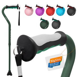 BigAlex Lightweight Walking Cane, Soft Offset Handle for Seniors, Adjustable Collapsible Portable Stick for Women & Men, Mobility Aid for Elderly Adults, Folding Cane Provides Stability & Balance