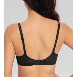 Lemorosy Women's Balconette Push Up Bra Unlined Non-Padded Half Cup Lace Sheer Underwire(Black 38DD)