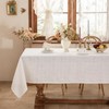 Laolitou White Embroidered Grid Tablecloth, Wrinkle Resistant,60"x104"