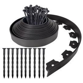 Usedgdig Heavy Duty 20FT Landscape Edging Kit No Dig Garden Edging with 20 Anchoring Spikes Plastic Garden Border for Flower Garden, Lawn, Paver (2Inch Tall, Black)