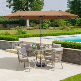 HERA'S PALACE 13 ft Large Patio Umbrella Double-Sided Outdoor Market Umbrella for Poolside Lawn Garden Powerful UV Protective, Tawny