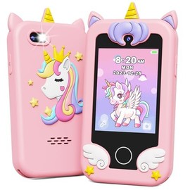 KOKODI Kids Smart Phone Toys, Birthday Gifts Unicorn Toddler Play Phone for Girls 3-10, Touchscreen HD Dual Camera Cell Phone for Kids, Travel Toy Preschool Learning Toy for Kids