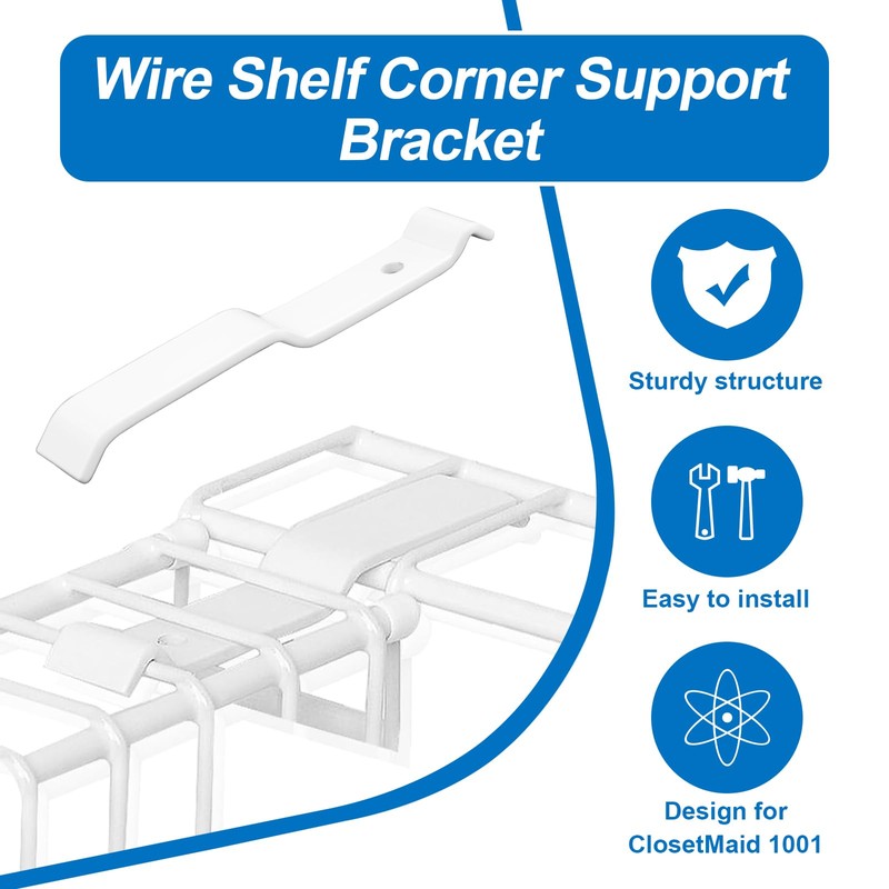 3 Inch White Wire Shelf Corner Support Bracket Replacement for