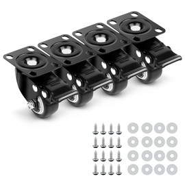 LWMTT 4 Furniture Castors 40 mm Heavy Duty Castors with Brakes 360° Wheels for Furniture 4 Pieces up to 200 kg Quiet Transport Wheels with Screws and Washers for Furniture Transport Table Cabinet