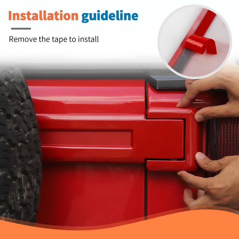 JeCar 12PCS Red Full Set Hinge Cover Trim Kit Fit