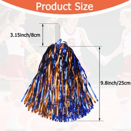Hooshing 5PCS Blue and Orange Pom Poms Cheerleading Shaker and Hair Ropes Wrist Ties with Poms for Cheerleader Girls Sports Spirits Rewards Cheer in Party Festival