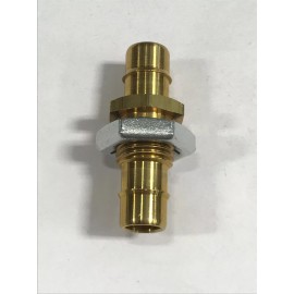 MEMCO Brass bulkhead fitting 1/2-20 thread to 3/8 ID tubing barb both ends
