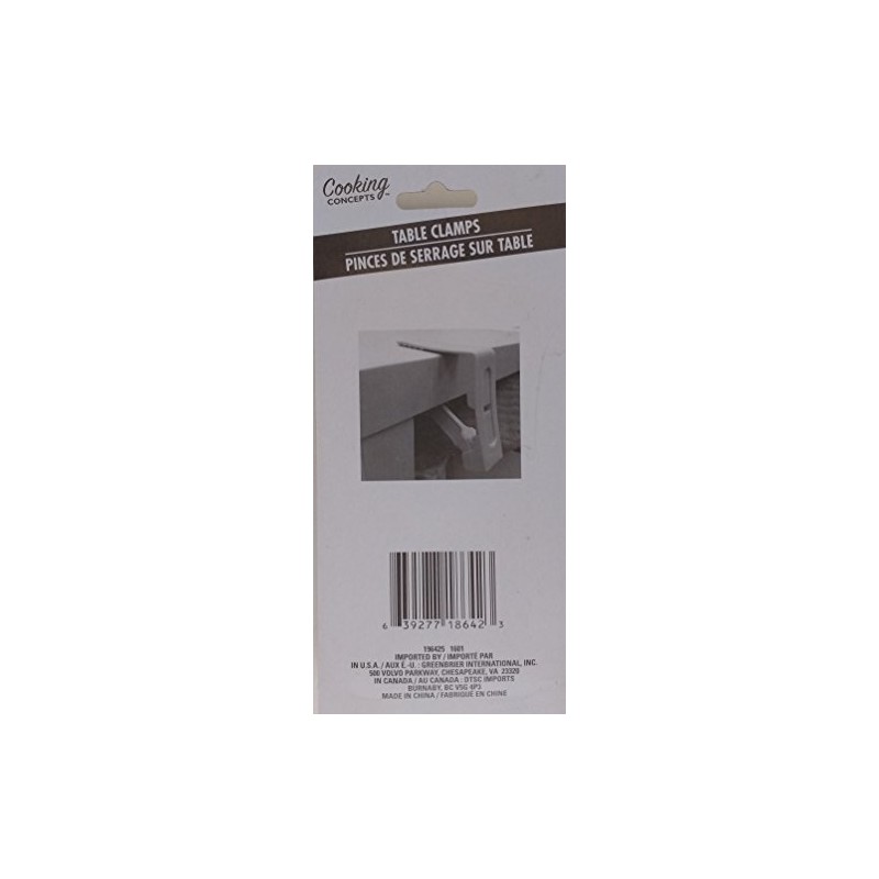 Cooking Concepts Table Cloth Clamps White Plastic Spring-Loaded 4/PK