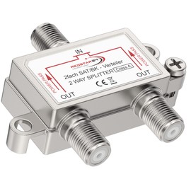 Redstar24 2-Way SAT BK Splitter - Premium Satellite Splitter for TV & Radio, HDTV/UHD 4K, DVB-S/S2, DVB-T/T2, DVB-C/C2, Robust Housing, SAT Splitter 2 Outputs, Easy Installation