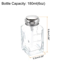 HARFINGTON 2pcs Solvent Alcohol Dispensers 180ml(6.1oz) Push Down Liquid Dispenser Pump Bottle Sprinkler Head with Plastic Tube and Aluminum Core for Acetone Polish Remover