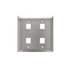 4 Port Stainless Steel Keystone Faceplate - Dual Gang