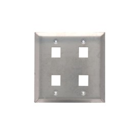 4 Port Stainless Steel Keystone Faceplate - Dual Gang