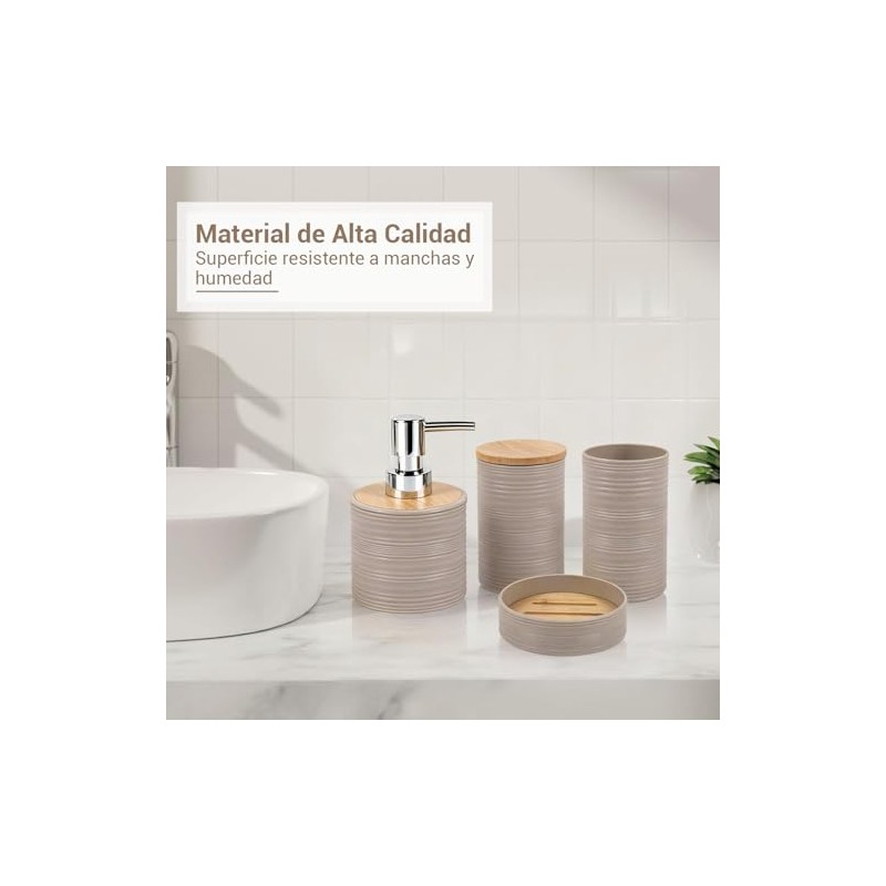 Accesorios para Baño juego 4 piezas, dispensador, soporte, vaso, jabonera
