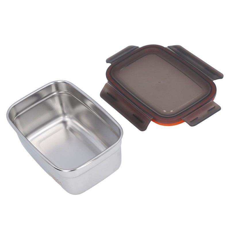 Generic Stainless Steel Rectangular Food Storage Container, 19cm x 9cm