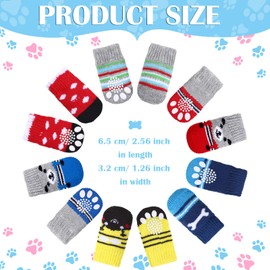 24 Pieces Dog Socks for Small Medium Dogs Non Slip Skid Pet Puppy Doggie Grip Socks Paw Protectors Indoor Traction Control Socks for Hardwood Floor Protection, 6 Styles (Small)