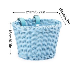 通用 Kid's Bicycle Basket,Colored Tassels Wicker Front Handlebar Bike Basket Handlebar with Streamers Bell and Stickers,Bicycle Decoration for Girls and Boys Blue 8.27 x 6.3 x 6.3 Blue