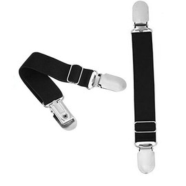 4PCS/ 2Pairs Adjustable Elastic Garter Belts Multifuction Non-Slip Stocking Clip Garter Suspender Corset Body Shaper Garter Clips for Shirts Stay Holder Locking Clamps (Black I Style)