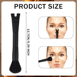 Nose Contouring Brush, U-shaped Double-Sided Nose Shaping Brush, Precise 2-in-1 Swollen Makeup Brush for Blush, Easy Contouring, Beginners, Professional (Black Black)