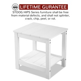 Stoog Outdoor & Indoor Side Table, Weather Resistant HIPS End Tables, for Backyard, Patio, Pool, Deck and Garden, White