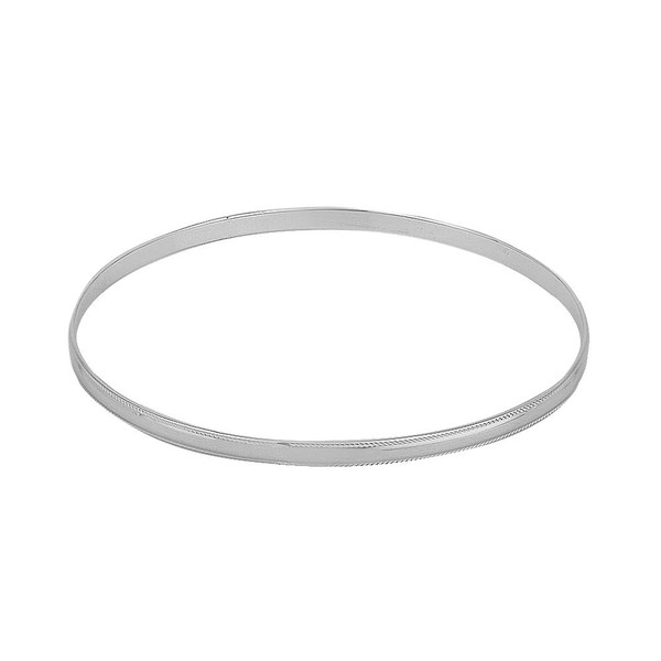 Vanbelle Sterling Silver Jewelry Self-Textured Bangle with Rhodium Plating for