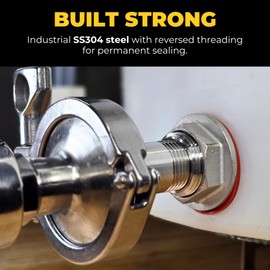 1" NPT SS304 Heavy Duty EZ Seal Weldless Bulkhead w/BUNA-N Gaskets